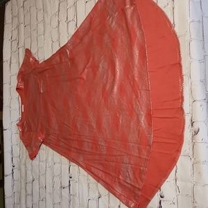 LuLaRoe Carly, XS metallic pink and silver dress